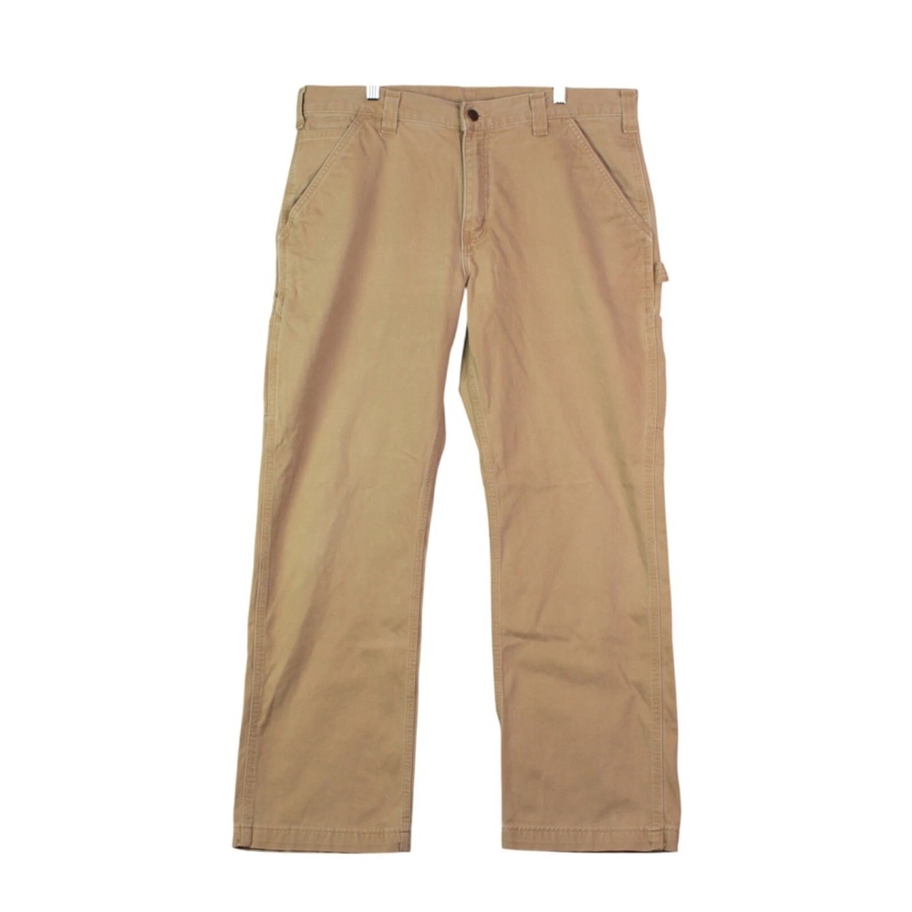 Vtg Carhartt Men Pants Cargo Duck Canvas Workwear Carpenter Y2K 36x30 Khaki